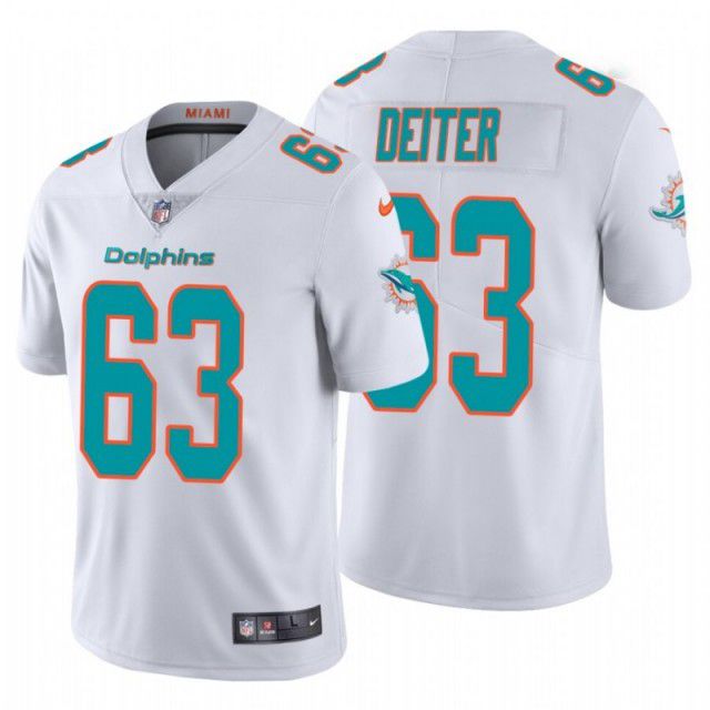 Men Miami Dolphins #63 Michael Deiter Nike White Limited NFL Jersey